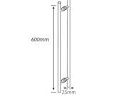 Marshall Double Handle - Flared Leg 480mm CTC, 600mm Oa, 25mm Dia - Satin Stainless Steel